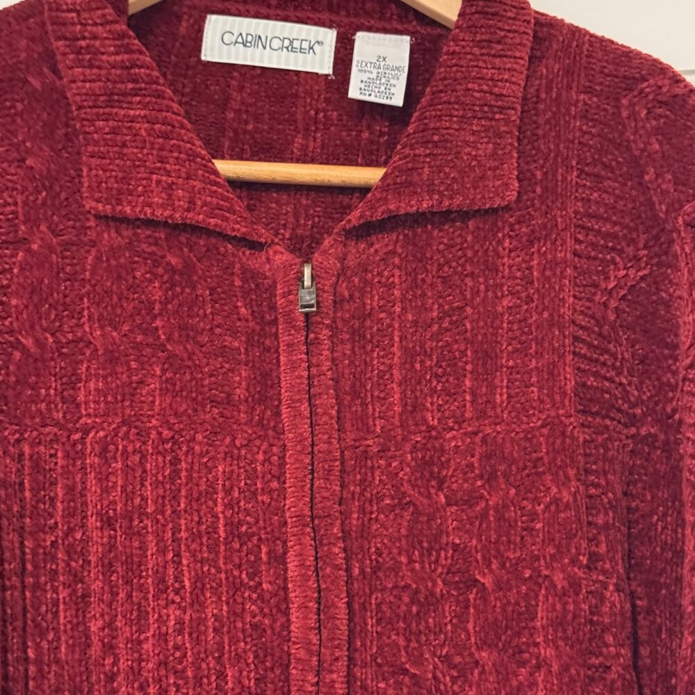 Bundle Lot Womens Plus 2X Full Zip Sweaters Style&Co Gray NWT Cabin Creek Maroon - Picture 3 of 7
